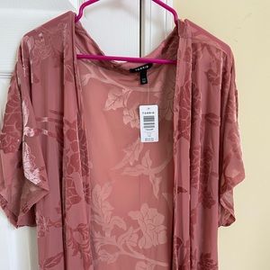 Blush sheer and velvet Kimono
